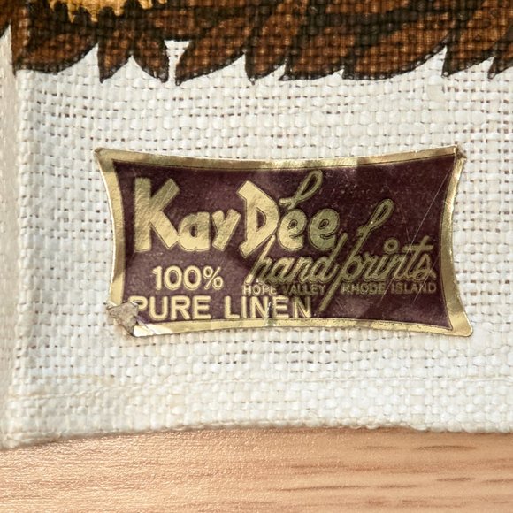 Kay Dee Design Hand Print Floral Linen Tea Towel, Made in USA, New Old Stock - Picture 4 of 4